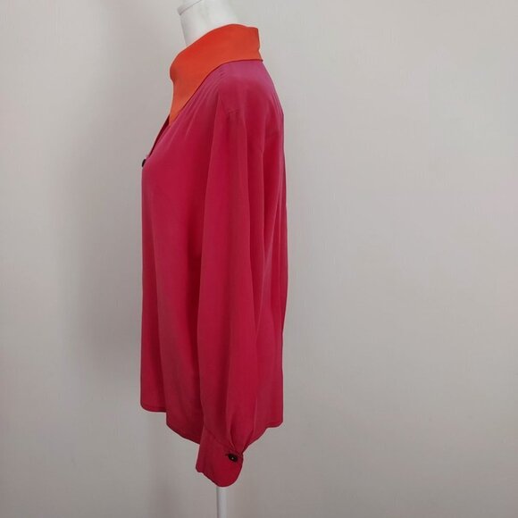 Laurel By Escada 100% Silk Long Sleeve Button Down Blouse - Picture 9 of 11